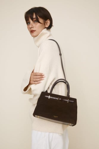 حقيبة توت من جلد الغزال الإسبريسو 25