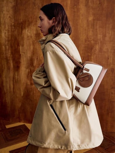 حقيبة إينولا كانفاس ثنائية اللون بمقبض ممدود