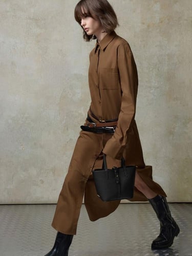 حقيبة دلو بحزام ومقبض مزدوج من جلد بيريل