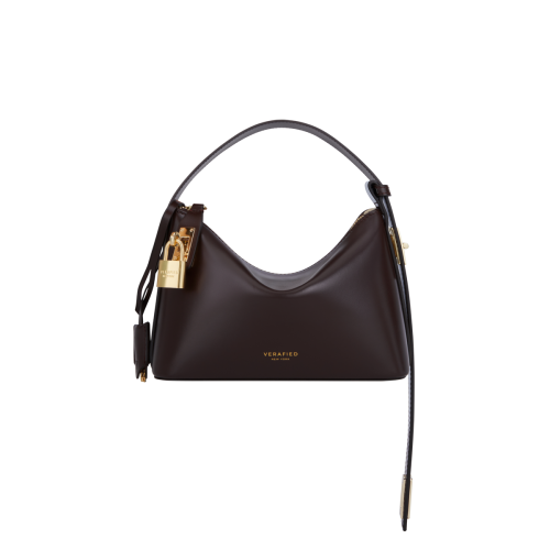 حقيبة هوبو صغيرة من الشوكولاتة الذهبية