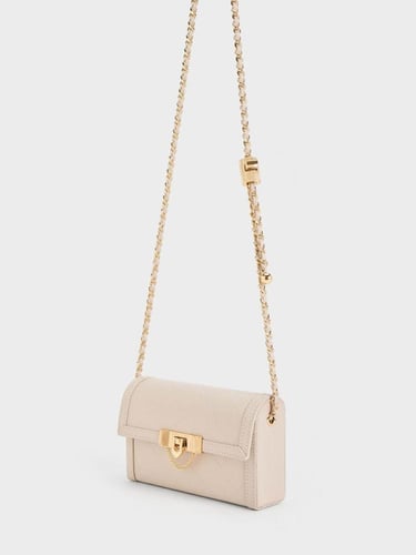 حقيبة كلاتش مبطنة من تالولا - لون شوفان