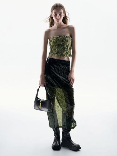 حقيبة كتف Cesia Croc-Effect Metallic-Accent - سودا...