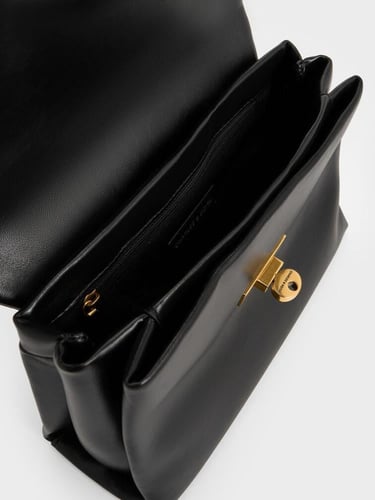 حقيبة كيري كروس بودي بمقبض سلسلة - أسود