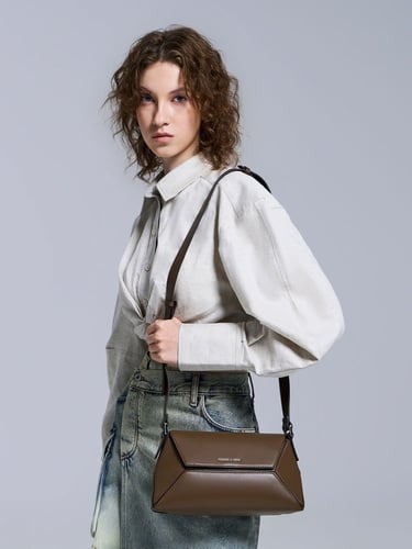 حقيبة كتف نسرين هندسية – بني غامق