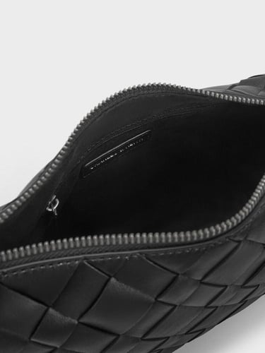 حقيبة كتف منسوجة من إيفيت - لون أسود