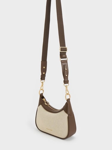 حقيبة قماش ألكوت صغيرة بمقبض وشاح - بيج- تشارلز ان...