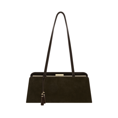 حقيبة إكلير من جلد الغزال بلون الإسبريسو