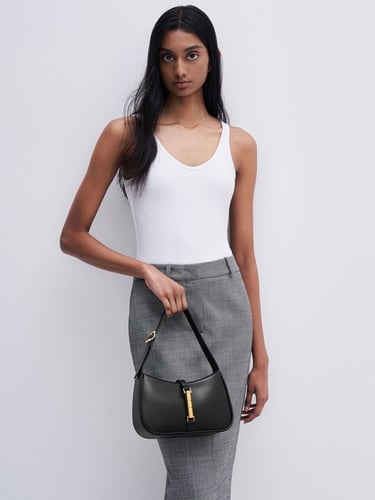 حقيبة كتف سيسيا معدنية - أسود