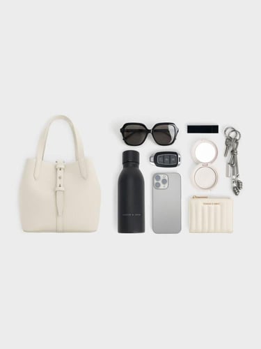 حقيبة دلو بحزام ومقبض مزدوج من جلد بيريل