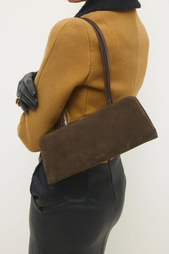 حقيبة إكلير من جلد الغزال بلون الإسبريسو