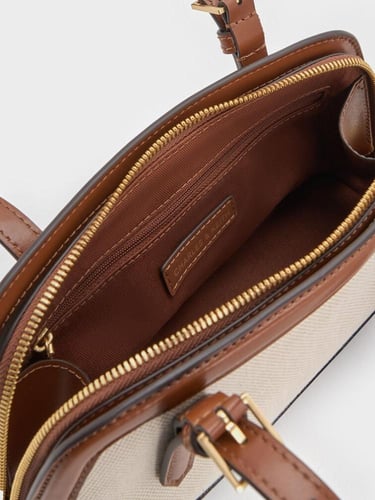 حقيبة إينولا كانفاس ثنائية اللون بمقبض ممدود