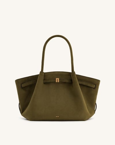 حقيبة هانا متوسطة الحجم من الجلد السويدي الصناعي -...