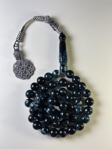 مسباح بكلايت شبيه فضة طرابزونية - رخامي غامق