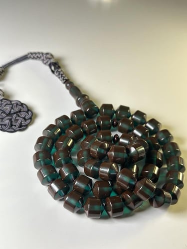 مسباح بكلايت شبيه فضة طرابزونية - حرباء زيتي برميل...