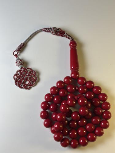 مسباح بكلايت شبيه فضة طرابزونية - احمر