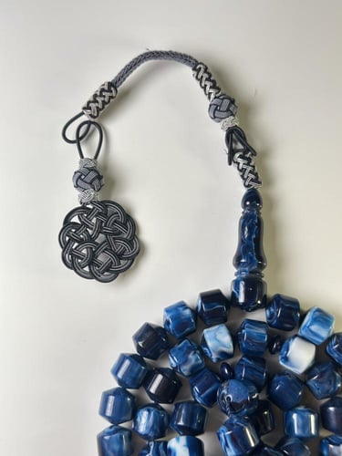 مسباح بكلايت شبيه فضة طرابزونية - ازرق برميلي رخام...