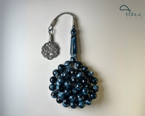 مسابيح بكلايت فضة طرابزونية - ازرق رخامي غامق