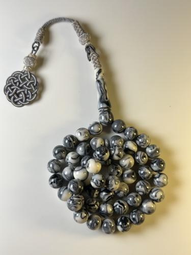 مسباح بكلايت شبيه فضة طرابزونية - رمادي رخامي