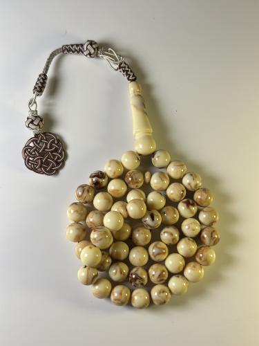 مسباح بكلايت فضة طرابزونية - بيج رخامي