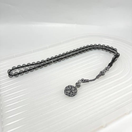 مسباح بكلايت فضة طرابزونية- اسود شفاف