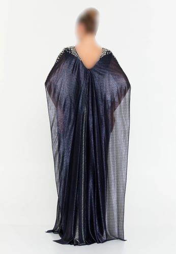 جلابية أسود طويل مزينة بكريستال