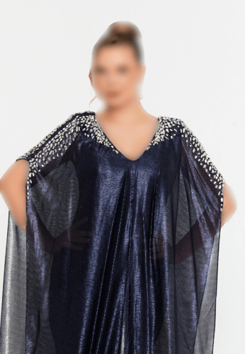 جلابية أسود طويل مزينة بكريستال