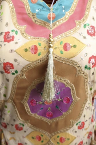 جلابية برتقالي برنت هندي ربطة على الجنب