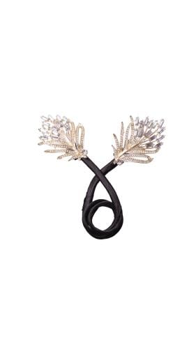 بكلة شعر ورقة الشجر الكريستالية