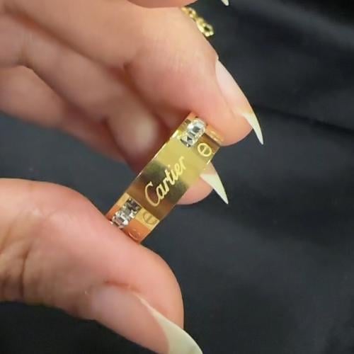 دبلة كارتييه بكريستال ذهبي