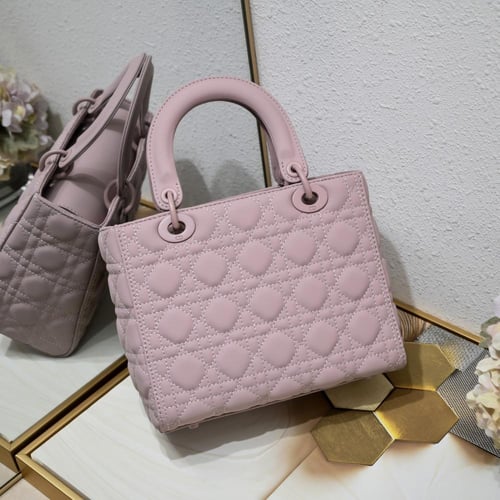 Dior Pink Cannage Leather Small My Lady Dior Tote