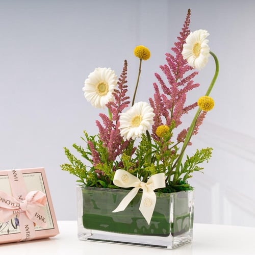 مزهرية الربيع المزهر مع ترافل الشوكولاتة من هانوفي...