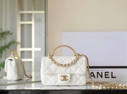 CHANEL Pre-Owned Crystal Chain Flap Top Handle Bag