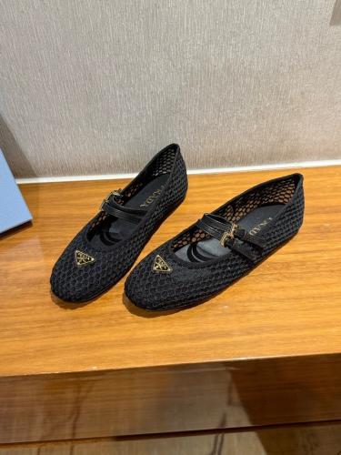 Prada Crochet Mary Jane Flats