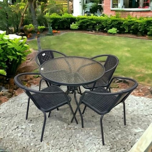 طاولة جلسة خارجية مع 4 كراسي اسود AW16047-2