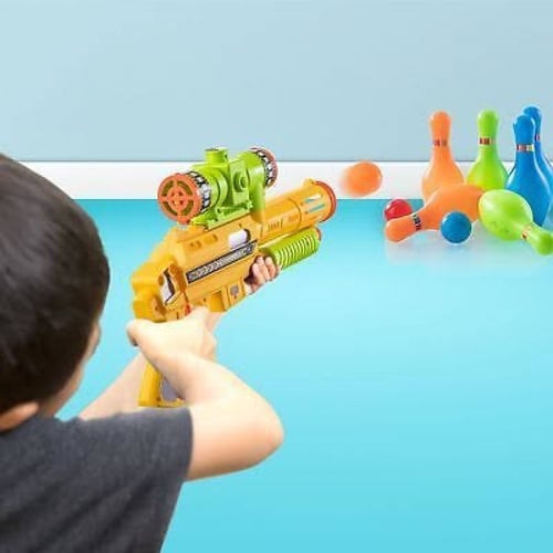 لعبة مسدس بطلقات 12 قطعة Ping Pong Gun