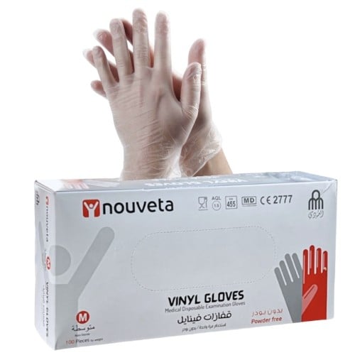 قفازات فينايل 100 قفاز مقاس Nouveta M
