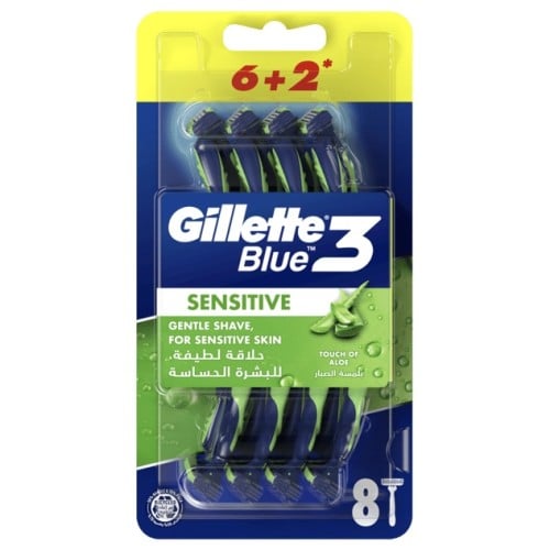 موس حلاقة 3 شفرات 8 قطع Gillette Blue