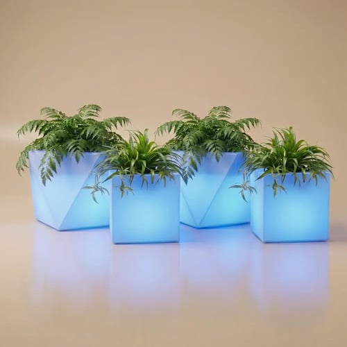 طقم 2 حوض مثلث وسط + 2 حوض مربع وسط إضاءة RGB