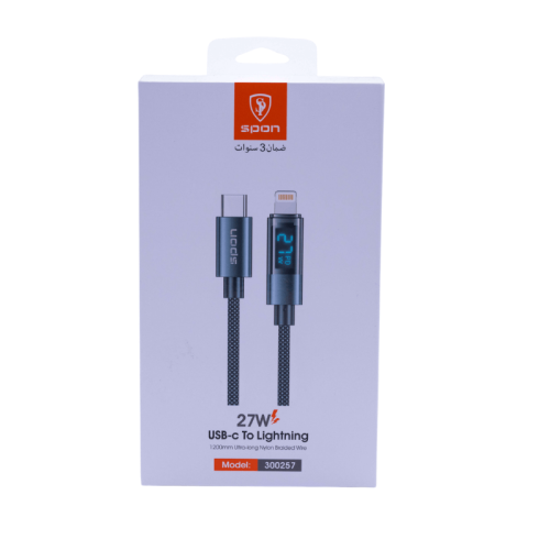 كيبل شحن سريع SPON Liods USB-C إلى Lightning مع شا...