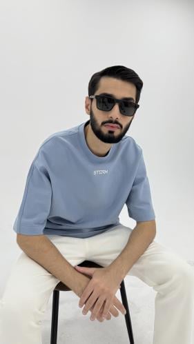 تيشيرت ستورم مطرز سماوي