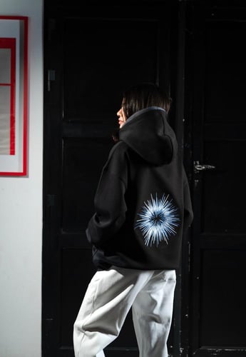 بلوفر أسود دبل كاب - black hoodie