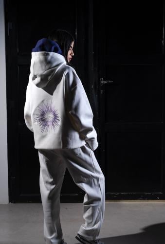 بلوفر أبيض دبل كاب - white hoodie