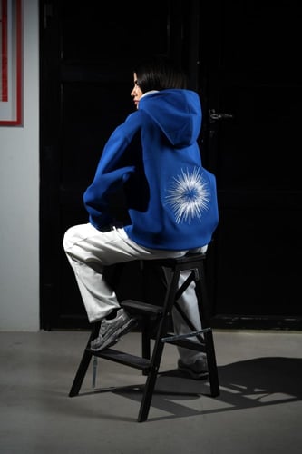 بلوفر أزرق دبل كاب - blue hoodie