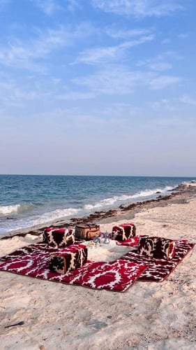 طقم 4 مدات ارضيه للبر مبطنة مع مراكي - نقشة أبو طي...