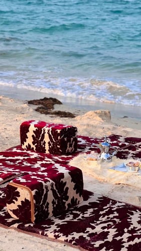 طقم 4 مدات ارضيه للبر مبطنة مع مراكي - نقشة أبو طي...