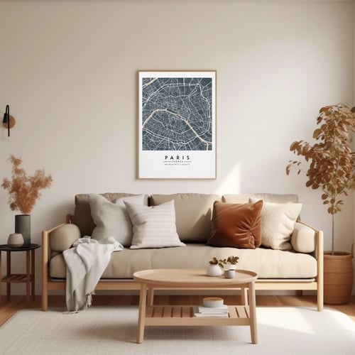 لوحة كانفس مدينة باريس لون رمادي