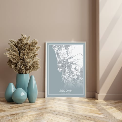 لوحة كانفس مدينة جده لون أزرق