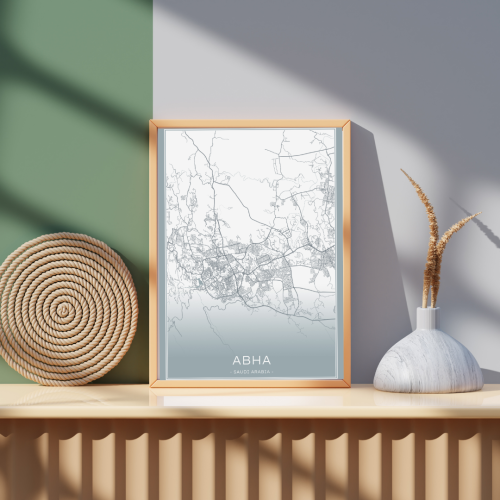 لوحة كانفس مدينة أبها لون أزرق