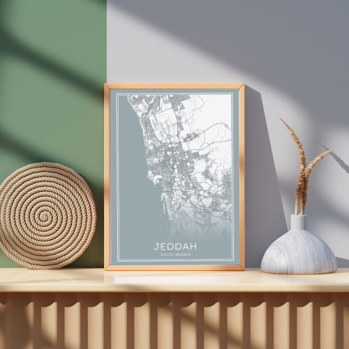 لوحة كانفس مدينة جده لون أزرق