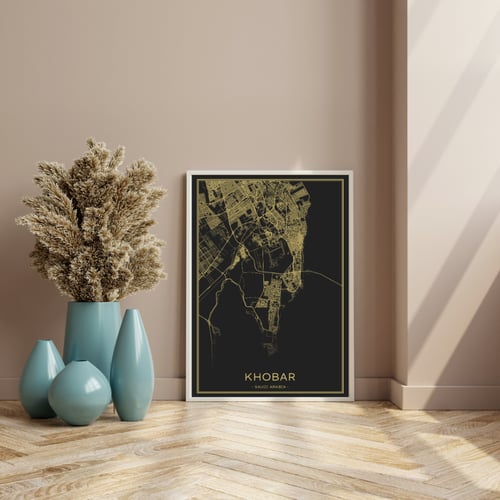 لوحة كانفس مدينة الخبر لون أسود